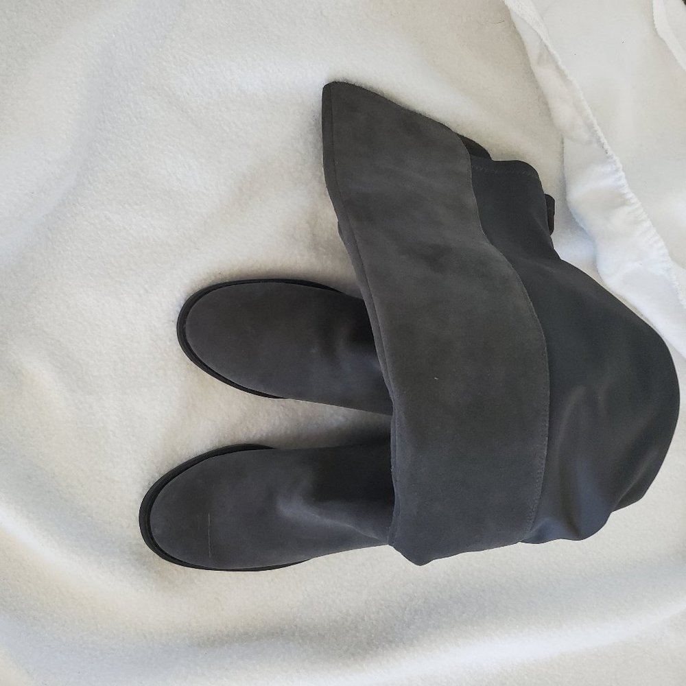 BLONDO GREY SUADE OVER KNEE BOOTS